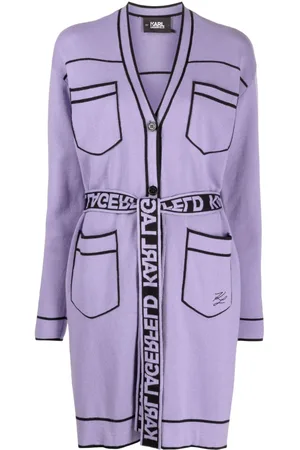 Karl Lagerfeld Contrast-trimmed belted cardi-coat