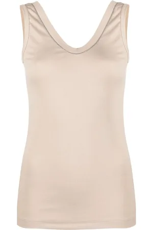 Brunello Cucinelli Monili bead-embellished ribbed-knit tank top