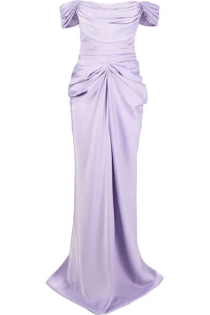 Ana Radu Off-shoulder satin maxi dress