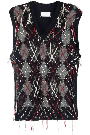 Maison Margiela Cut-out intarsia-knit vest