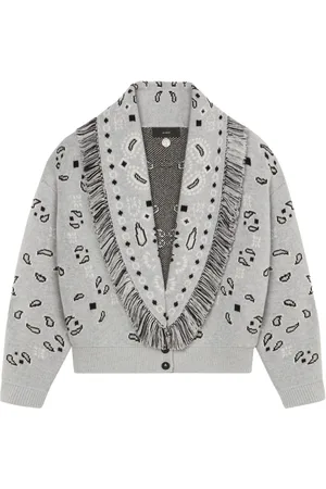 Alanui Bandana Jacquard fringed cardi-bomber