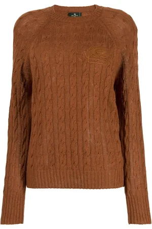 Etro Logo-embroidered cable-knit jumper