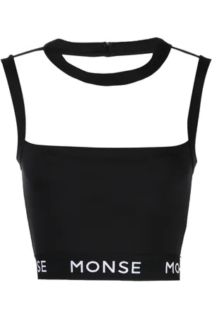 MONSE Logo-print panelled crop top