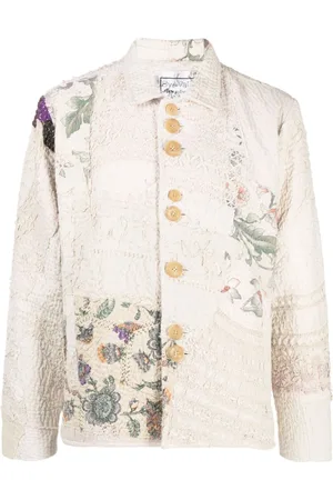BY WALID Embroidered-patchwork cotton shirt jacket