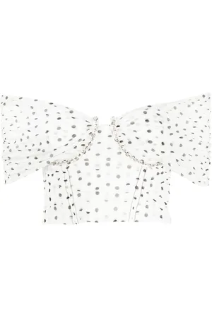 Self-Portrait Polka-dot print cropped top