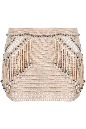 Paco rabanne Embellished fringed crochet miniskirt