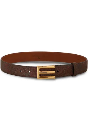Etro Logo-buckle paisley leather belt