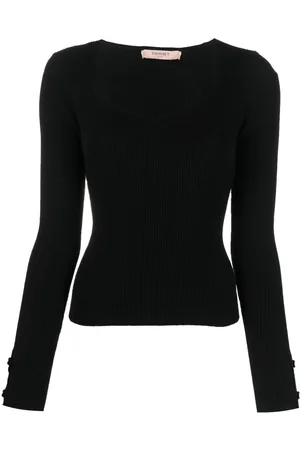 Twin-Set Scoop-neck ribbed-knit top