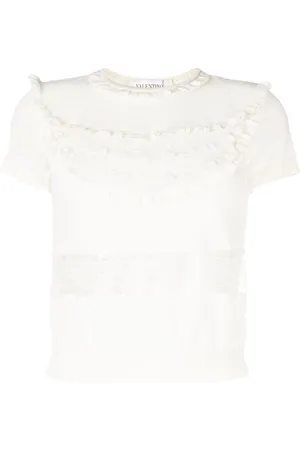 VALENTINO GARAVANI 2000 lace-detail wool knitted top