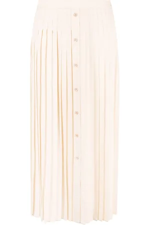 Prada Logo-jacquard silk pleated skirt