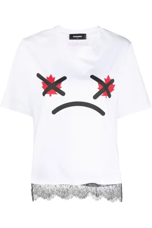 Dsquared2 Lace-trim graphic-print T-shirt
