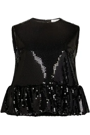 Nina Ricci Sequin-embellished sleeveless peplum top