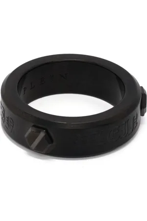 Philipp Plein Hexagon engraved-logo ring