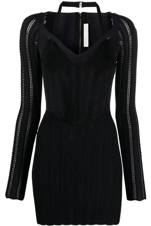 DION LEE Open-knit corset minidress