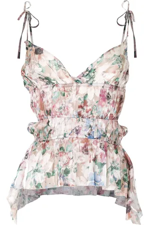 HACULLA Floral ruffle camisole silk top