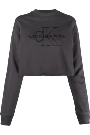 Calvin Klein Monogram-embroidered cropped sweatshirt