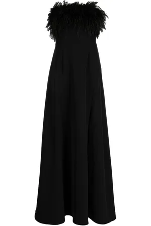 RACHEL GILBERT Linc feather-embellished strapless gown