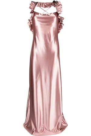 Rayane Bacha Iris satin ruffled maxi dress
