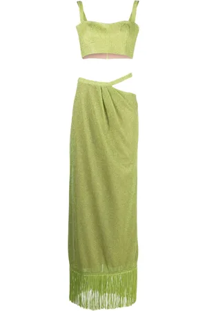 Rayane Bacha Cut-out metallic maxi dress (set of two)