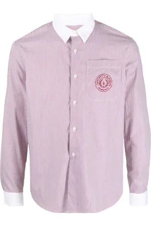Sporty & Rich Logo-embroidered striped cotton shirt