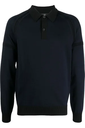 Dunhill Long raglan-sleeve wool polo shirt