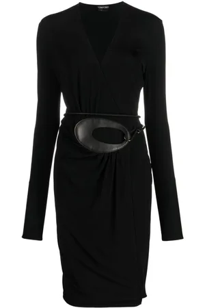 Tom Ford Belted-waist V-neck dress