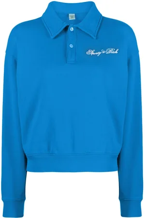 Sporty & Rich Logo-embroidered polo-collar sweatshirt