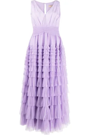 Twin-Set Ruffled tulle sleeveless midi dress
