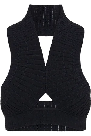 DION LEE Snakeskin ribbed crop top