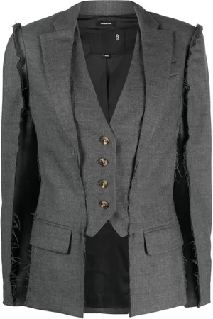 R13 Distressed layered wool blazer
