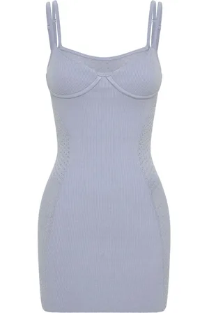 DION LEE Serpent lace-panel ribbed-knit minidress
