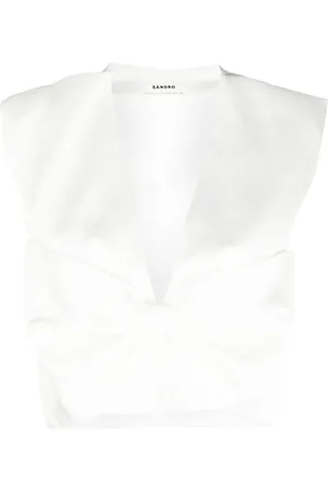 Sandro Oversized bow-detail cropped top