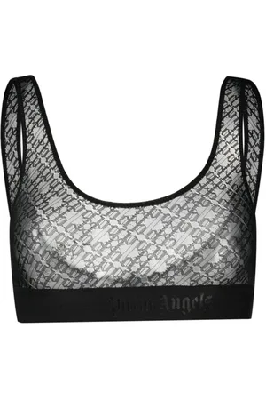 Palm Angels Logo-print sheer tulle bra