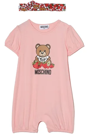 Moschino Strawberry logo-print short-sleeve babygrow