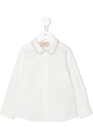 Gucci Embroidered-collar long-sleeve shirt