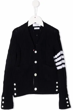 Thom Browne 4-Bar cable-knit cotton cardigan