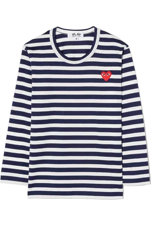 Comme des Garçons Logo-patch striped T-shirt