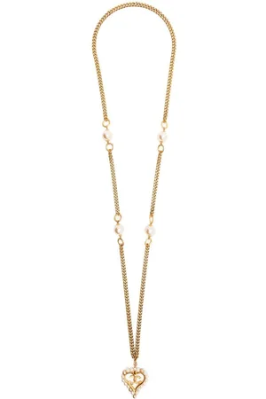 CHANEL CC heart-pendant chain necklace