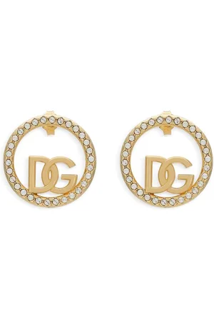 Dolce & Gabbana DG-logo rhinestone-embellished hoop earrings