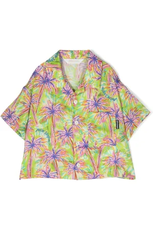 Palm Angels Palm tree-print short-sleeve bowling shirt