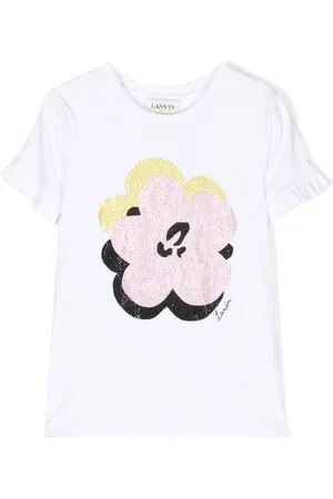 Lanvin Floral-print sequin detail T-shirt