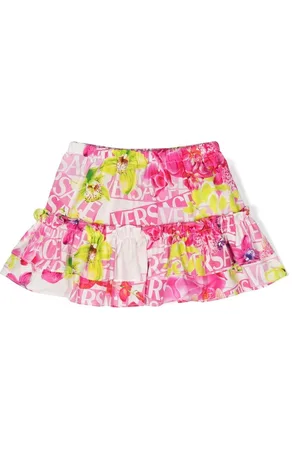 VERSACE Logo-print tiered skirt