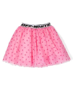 OFF-WHITE Logo-waistband flared mini skirt
