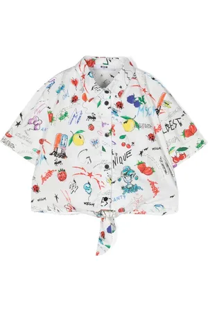 Msgm Graphic-print cropped blouse