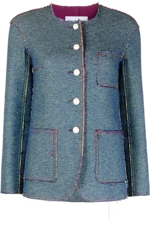 CHANEL Frayed collarless jacquard jacket
