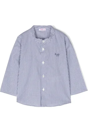 Il gufo Logo-embroidery striped shirt
