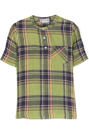 BONPOINT Tartan collarless shirt