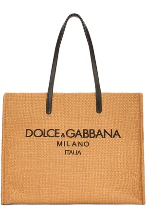 Dolce & Gabbana Logo-embroidered raffia shopper bag