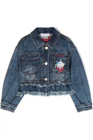 MONNALISA Cherry peplum denim jacket