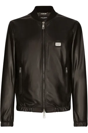 Dolce & Gabbana Logo-appliqué leather jacket
